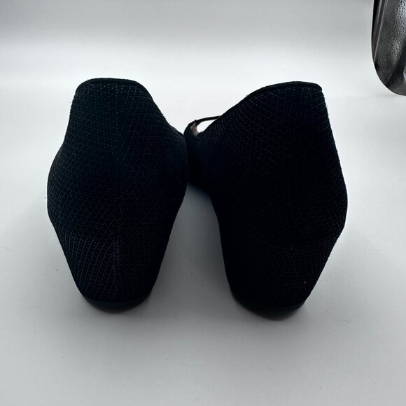 Aquatalia‎ Black Fabric Wedge Heel Flats patent Leather Peep Toe Womens Sz 9 - Picture 5 of 11